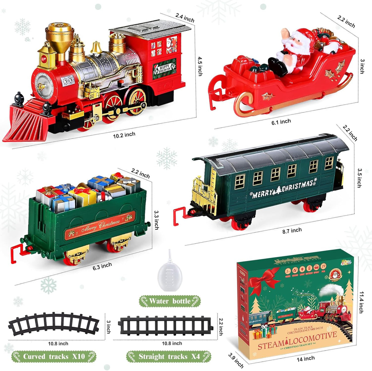 SpringFlower Christmas Train Set, Train Under Christmas Tree, Electric Train Toy for Boys and Girls, Train Toy with Light Smoke and Sound, Christmas Train Gifts for 3 4 5 6 7 8+ Year Old Kids