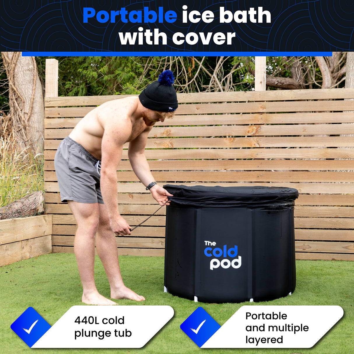 Ice Bath Tub for Athletes with Cover: 85 Gallons Cold Plunge Tub for Recovery, Multiple Layered Portable Ice Bath Plunge Pool by The Cold Pod