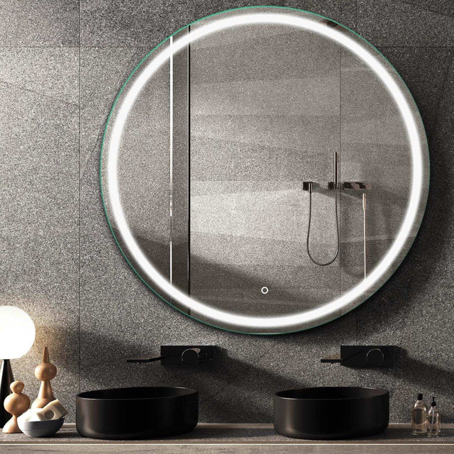 Beveled Frameless Lighted Bathroom Mirror