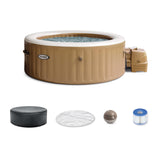 INTEX 28425EH PureSpa Bubble Massage Spa Set Outdoor Inflatable Portable Hot Tub, Includes Energy Efficient Spa Cover, Saltwater System Ready, 4 Person, 77in x 28in