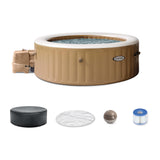 INTEX 28425EH PureSpa Bubble Massage Spa Set Outdoor Inflatable Portable Hot Tub, Includes Energy Efficient Spa Cover, Saltwater System Ready, 4 Person, 77in x 28in