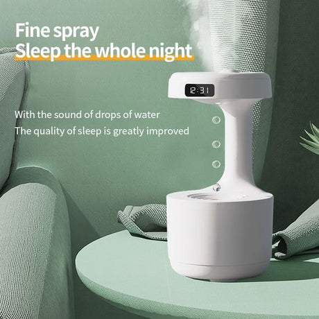 Anti Gravity Humidifier with LED Clock Display, Ultrasonic Water Drip Humidifier, Cool Mist Aromatherapy Diffuser, Floating Water Droplet Humidifier, Rain Cloud Diffuser, Levitating Water Drop