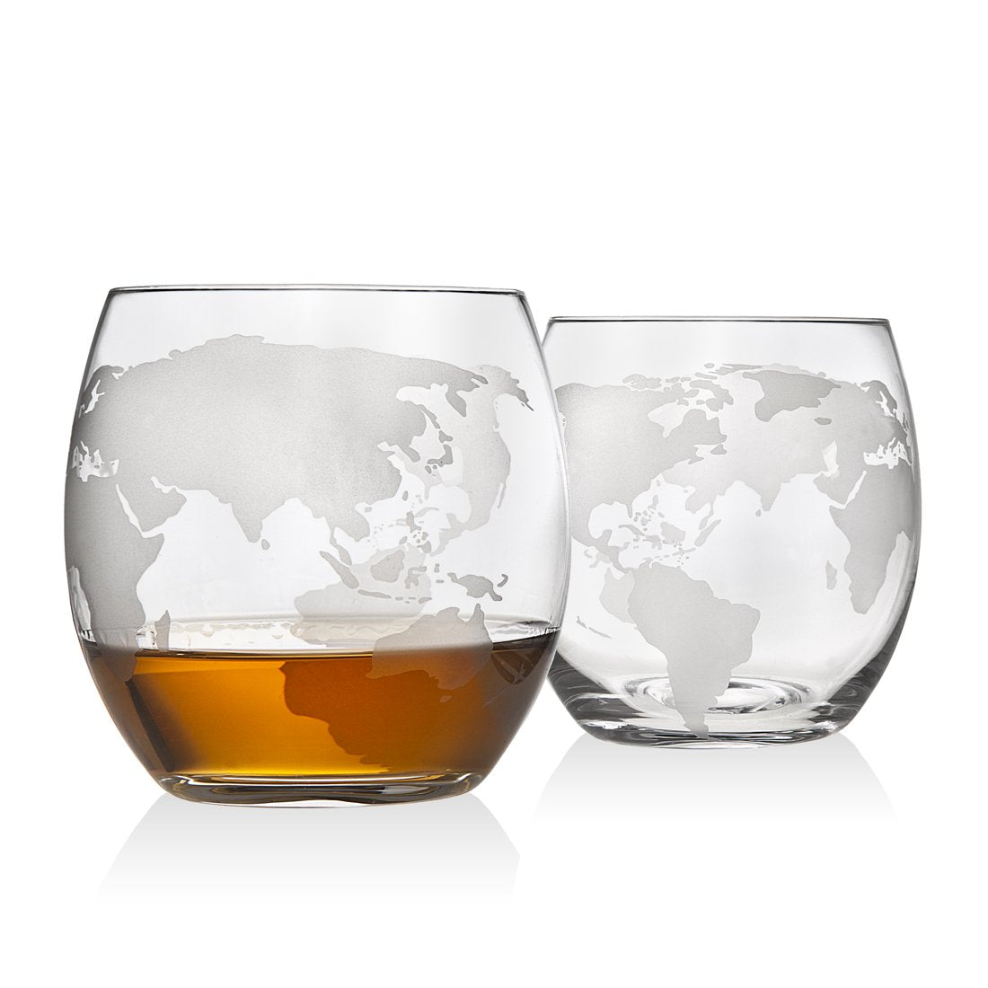 Whiskey Decanter Globe Set with 2 Etched Whiskey Glasses