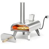 BIG HORN OUTDOORS 12" Multi-Fuel Pizza Oven, Portable Outdoor Pizza Oven, Wood Fired & Propane Gas, Pellet Pizza Maker with Pizza Stone