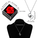 I Love You 100 Languages Projection Necklace with Rose