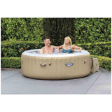 INTEX 28425EH PureSpa Bubble Massage Spa Set Outdoor Inflatable Portable Hot Tub, Includes Energy Efficient Spa Cover, Saltwater System Ready, 4 Person, 77in x 28in