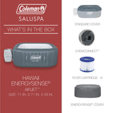 Coleman Hawaii AirJet Large Square 4 to 6 Person Inflatable Hot Tub Portable Outdoor Spa with 140 AirJets and EnergySense Cover, Grey
