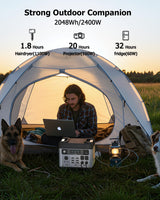 OUKITEL P2001 PLUS 2400W Portable Power Station, 2048Wh Large Capacity Solar Generator with 200W Solar Panel,LiFePO4 (LFP) Battery, AC/DC BMS Emergency Power Station for Home Backup, Camping