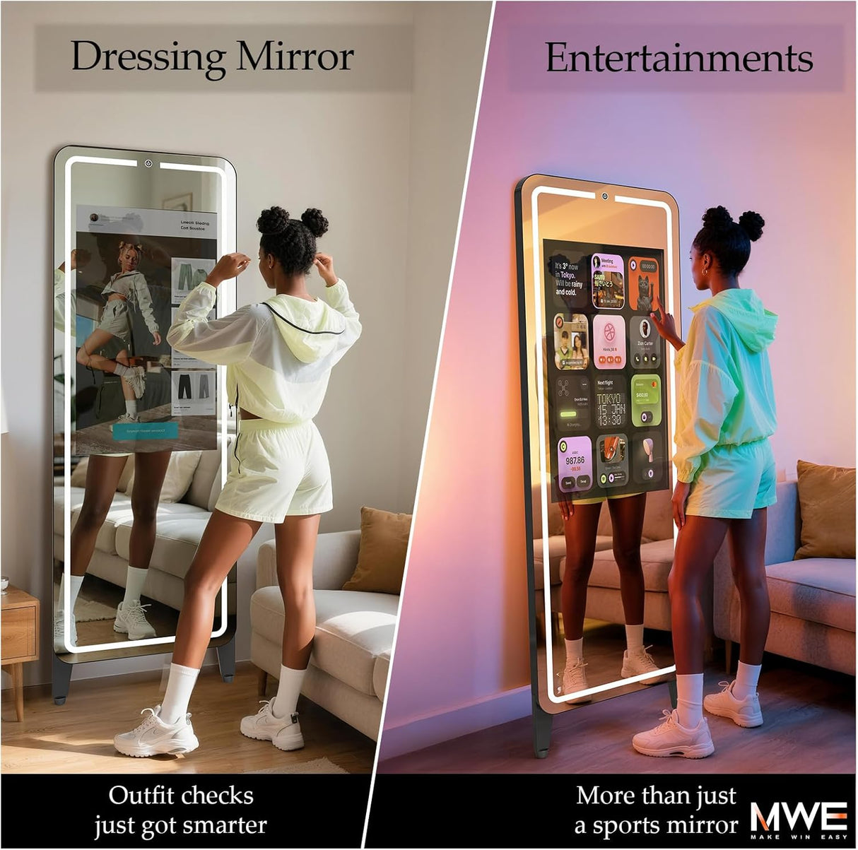 32" Smart Gym Mirror HD Touch Screen Home Workout