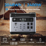 OUKITEL P2001 PLUS 2400W Portable Power Station, 2048Wh Large Capacity Solar Generator with 200W Solar Panel,LiFePO4 (LFP) Battery, AC/DC BMS Emergency Power Station for Home Backup, Camping