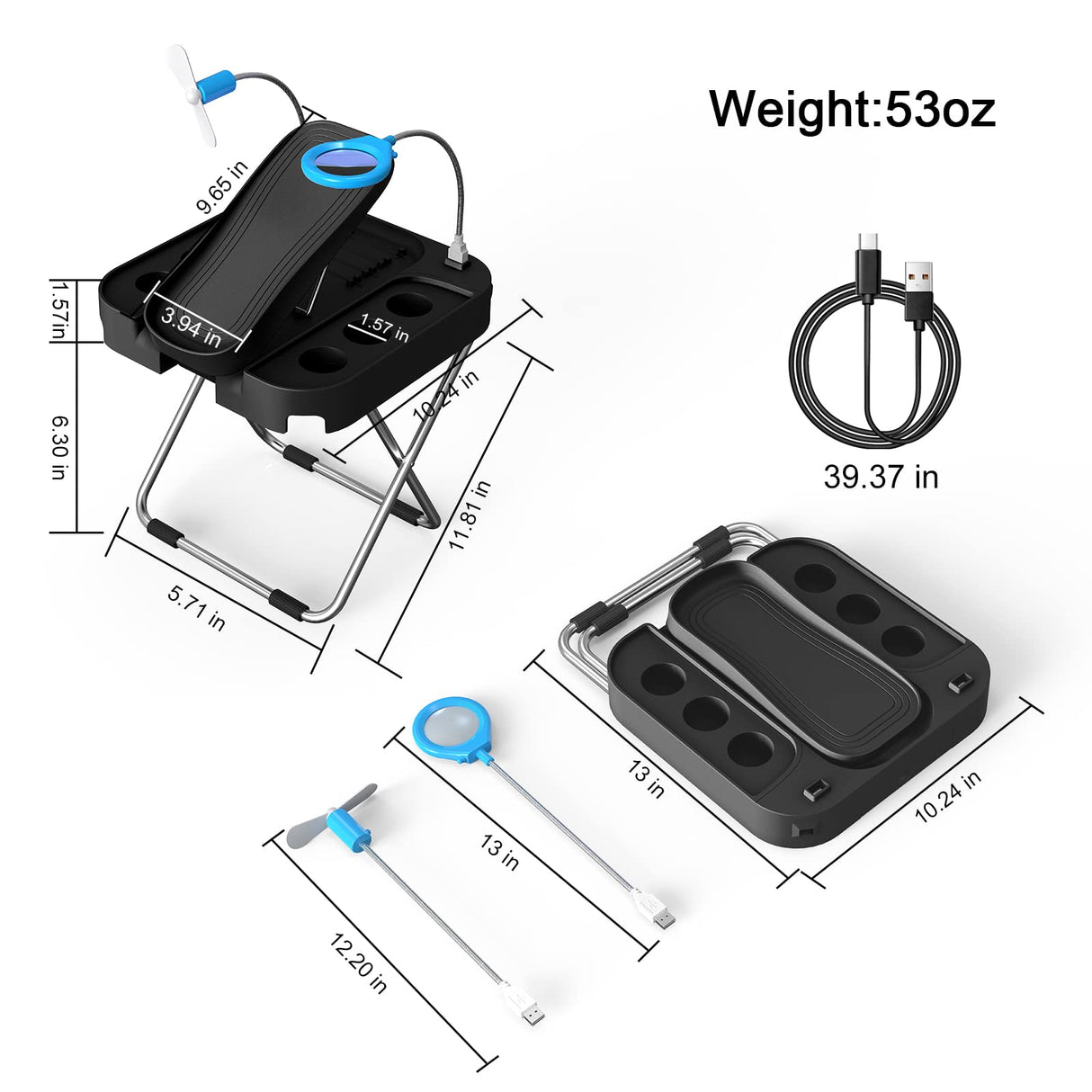 Yeashoo ™ Adjustable Pedicure Foot Rest With LED Magnifier And Drying Fan