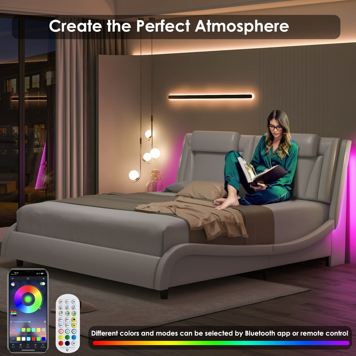 Keyluv Modern Upholstered King Bed Frame