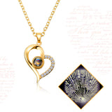 I Love You 100 Languages Projection Necklace with Rose