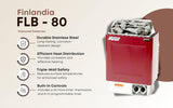 Finlandia/Harvia FLB-80/KIP-80B Sauna Heater, 8kw 240v/1ph, Maximum 425 cubic feet