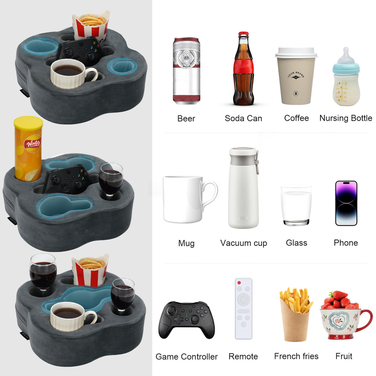 Couch Cup Holder Pillow, Sofa Organizer