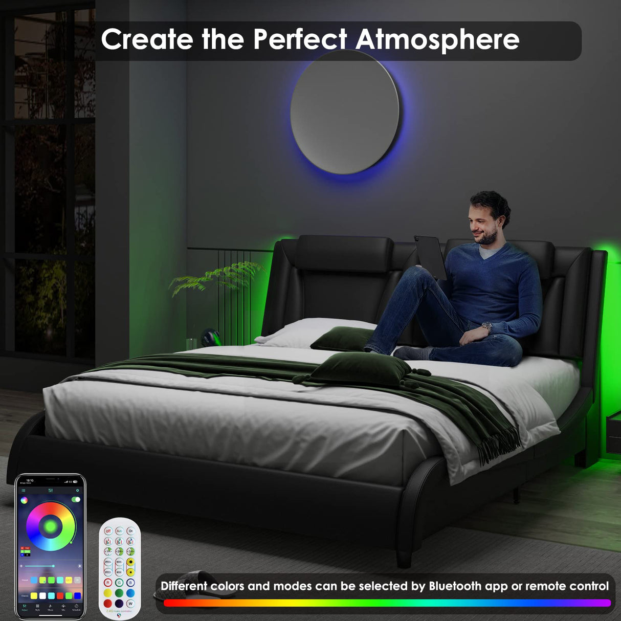 Keyluv Modern Upholstered King Bed Frame