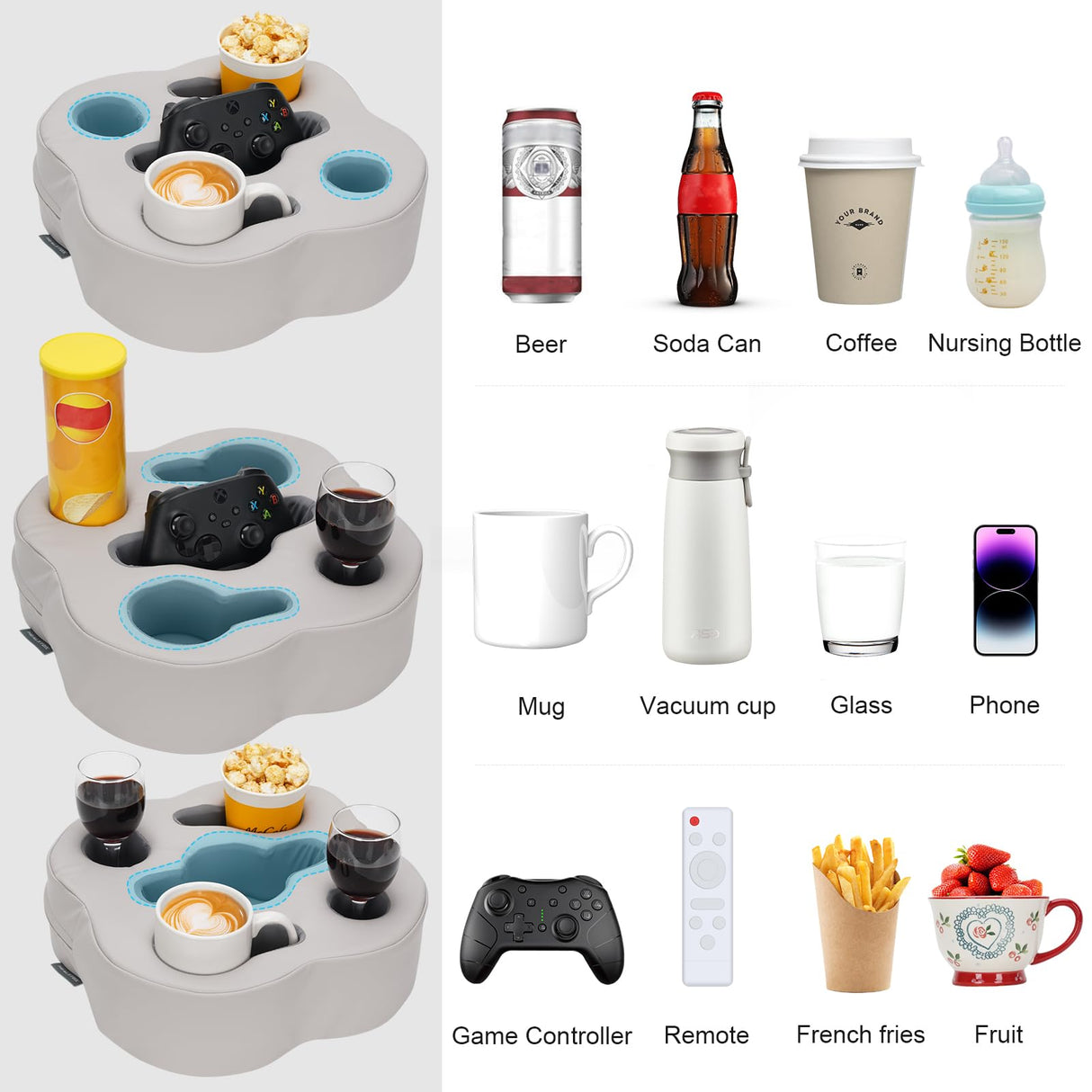 Couch Cup Holder Pillow, Sofa Organizer