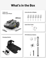 YUKA Mini 500H Robotic Lawn Mower Reception 0.12 Acre,Max. 0.17 Acre, Ultrasense AI Vision+ RTK Positioning, Auto Mapping, App Control, 50% Slope, Cutting Height 2''~3.5'', 15 Mowing Zones