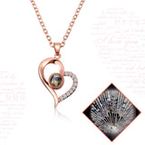 I Love You 100 Languages Projection Necklace with Rose