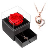 I Love You 100 Languages Projection Necklace with Rose