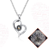 I Love You 100 Languages Projection Necklace with Rose