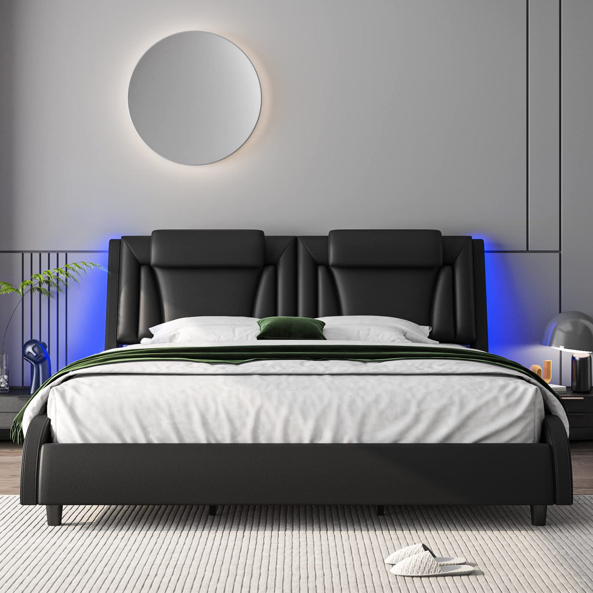 Keyluv Modern Upholstered King Bed Frame