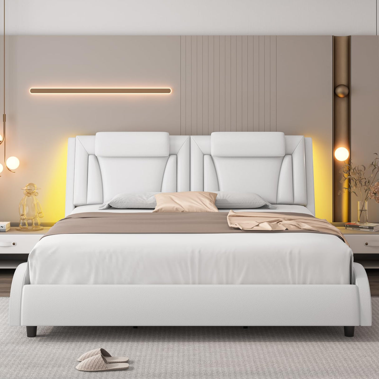 Keyluv Modern Upholstered King Bed Frame