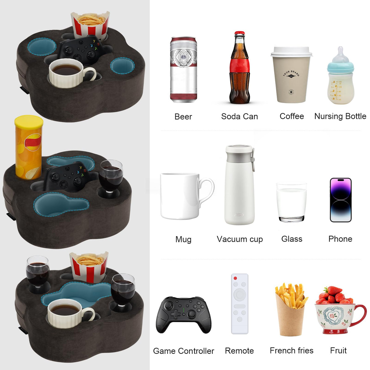 Couch Cup Holder Pillow, Sofa Organizer