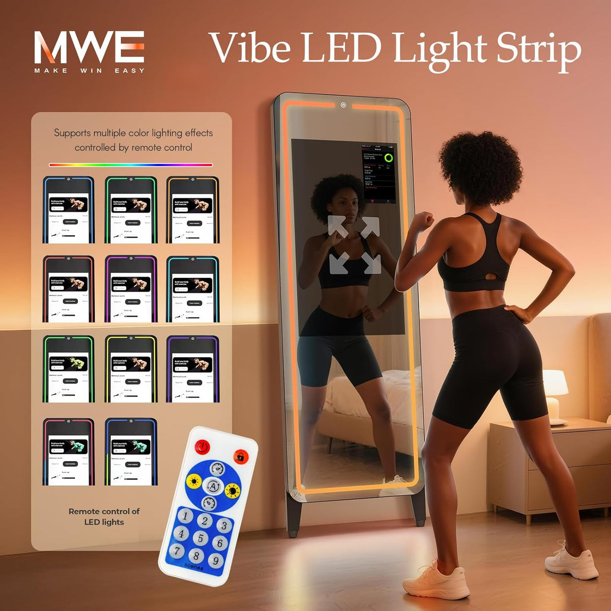 32" Smart Gym Mirror HD Touch Screen Home Workout