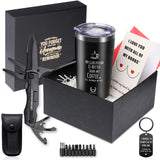 Gifts for Men - 6-in-1 Gift Set with Stainless Steel Tumbler,Multi-Tool Knife,LED Gloves & Tool Pen Keepsake Box | Last Minute Birthday, Father's Day Anniversary Box Gifts for Dad,Husband