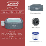 Coleman Hawaii AirJet Large Square 4 to 6 Person Inflatable Hot Tub Portable Outdoor Spa with 140 AirJets and EnergySense Cover, Grey