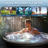 Ice Bath Tub for Athletes, 116 Gal XL Cold Plunge Tub for Recovery and Cold Water Therapy, Portable Multiple Layered Ice Pod Barrel for Outdoor, Inflatable Icebath Tub at Home