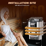 Mxmoonant Sauna Heater, 9KW 220V Electric Sauna Heaters Built-in Digital Control Sauna Stove Dry Steam Sauna Bath for Home Hotel Spa Max. 460 Cu.ft with Sauna Hygrothermograph