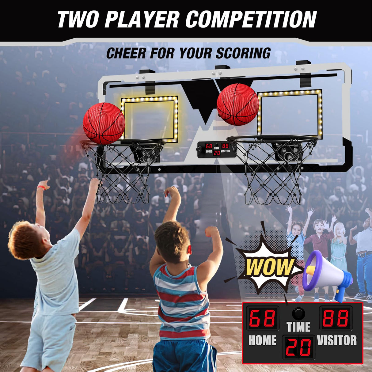 2 Player Basketball Game, Dual Shot Over The Door