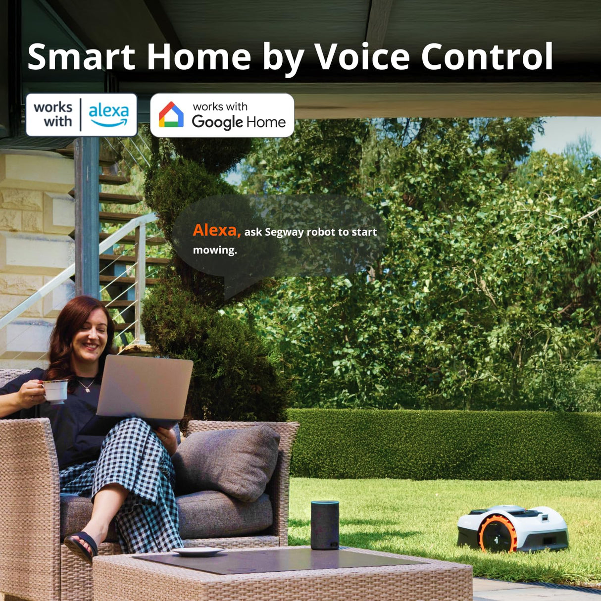 Segway Navimow i110N Robot Lawn Mower Perimeter Wire Free 1/4 Acre RTK+Vision Robotic Lawnmower, AI-Assisted Mapping, Virtual Boundary, APP Control, 58dB(A) Quiet, Multi-Zone Management