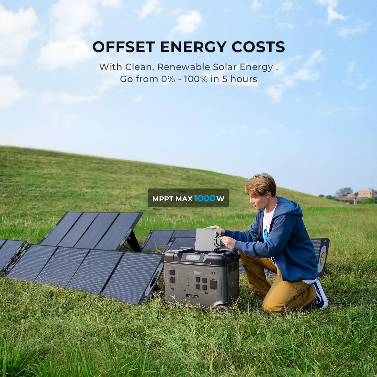 OUKITEL P2001 PLUS 2400W Portable Power Station, 2048Wh Large Capacity Solar Generator with 200W Solar Panel,LiFePO4 (LFP) Battery, AC/DC BMS Emergency Power Station for Home Backup, Camping