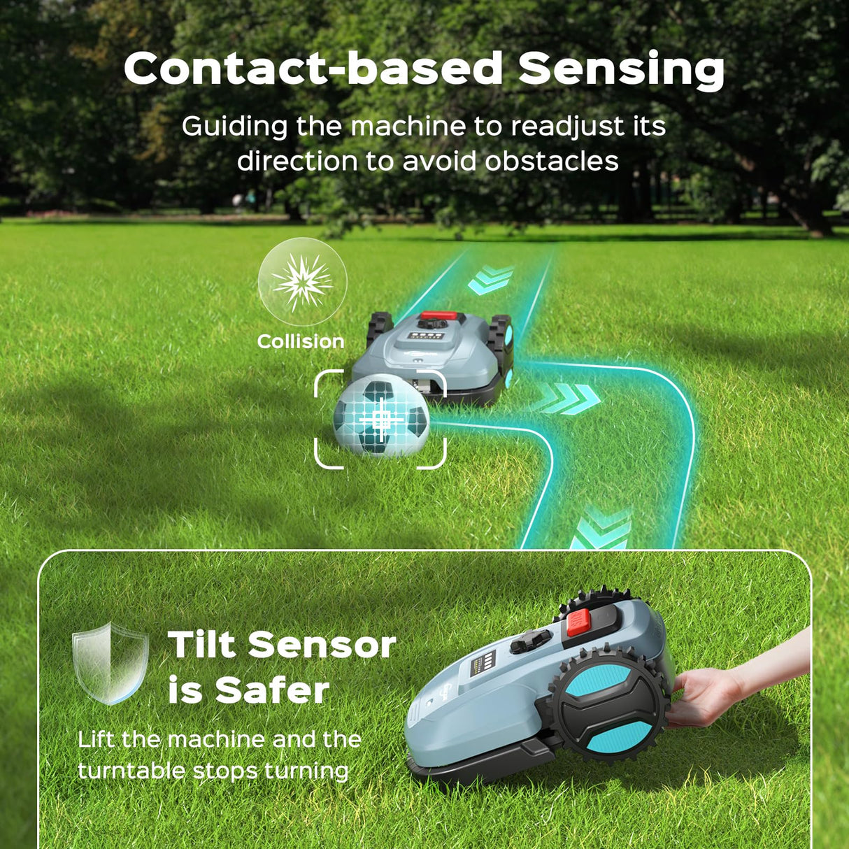 Robotic Lawn Mower with App Control – Adjustable Cutting Height, Auto-Charging, Obstacle Detection & Smart Scheduling – Ideal for Lawns up to 1/8 Acre