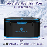 Ultimate Cold Plunge Tub Inflatable Ice Bath Tub With Cover for Athletes Portable & XXL Size Black, Water Chiller Compatible (Black-Elongated)
