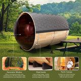 ZONEMEL Infrared 2 Person Wooden Sauna Room with Recliner, Red Cedar Luxury Indoor Sauna with 10 Heating Panels, Oxygen Bar, 3400 Watt, Full Spectrum Infrared Therapy Wood Dry Heat Sauna, 220V