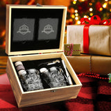 Whiskey Stones Gift Set - Whiskey Glass Set of 2 - Granite Chilling Whiskey Rocks - Scotch Bourbon Box Set -Christmas Birthday Gifts for Men Drinking Gift for Dad Him Husband Party Holiday Present