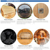 ZONEMEL Infrared 2 Person Wooden Sauna Room with Recliner, Red Cedar Luxury Indoor Sauna with 10 Heating Panels, Oxygen Bar, 3400 Watt, Full Spectrum Infrared Therapy Wood Dry Heat Sauna, 220V