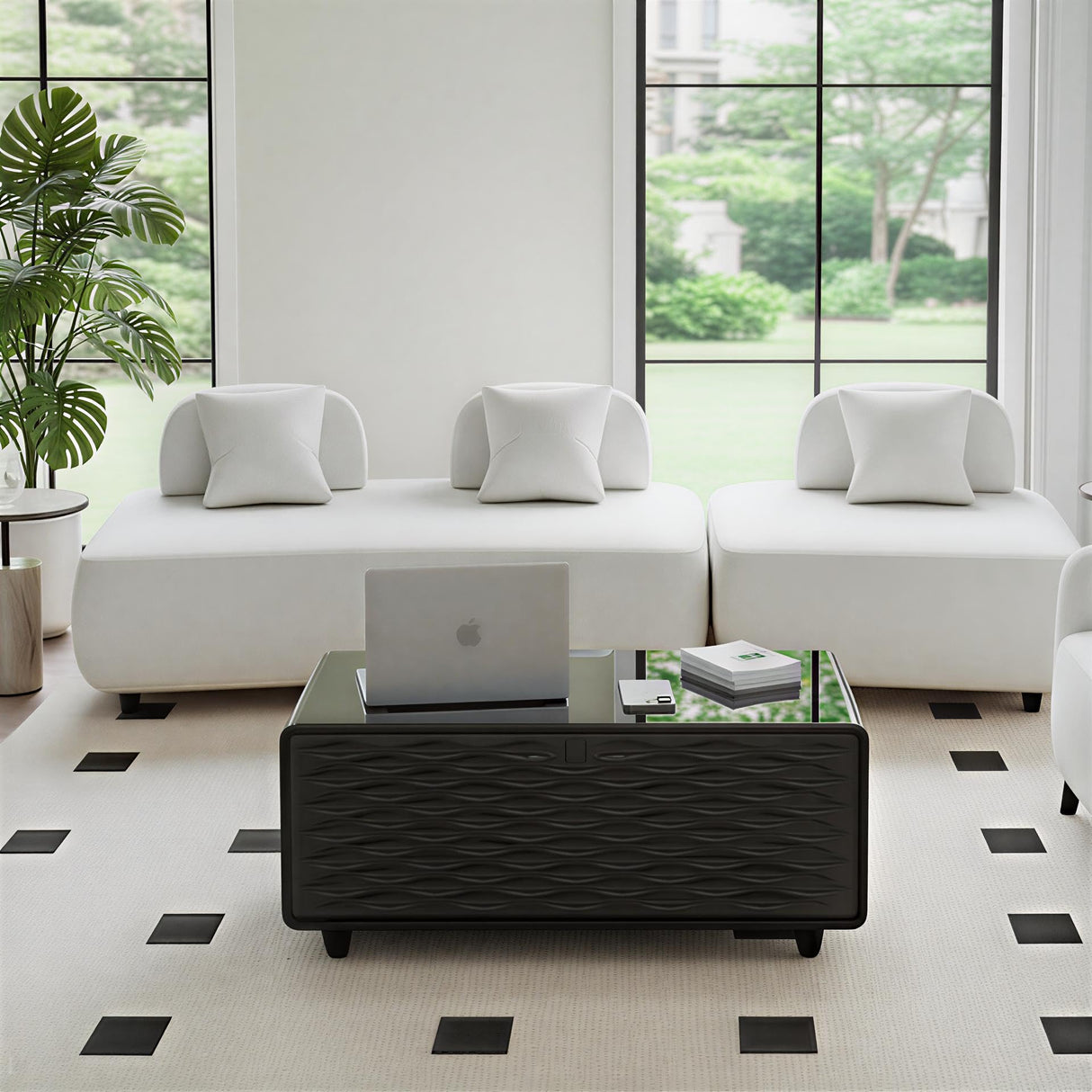 Smart Coffee Table with Built-In Fridge
