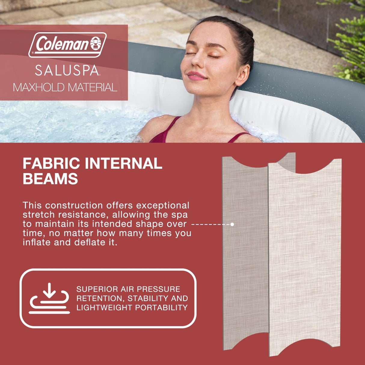 Coleman Hawaii AirJet Large Square 4 to 6 Person Inflatable Hot Tub Portable Outdoor Spa with 140 AirJets and EnergySense Cover, Grey