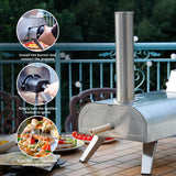 BIG HORN OUTDOORS 12" Multi-Fuel Pizza Oven, Portable Outdoor Pizza Oven, Wood Fired & Propane Gas, Pellet Pizza Maker with Pizza Stone