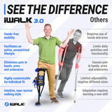 iWALK3.0 Hands Free Knee Crutch - Alternative to Crutches and Knee Scooters - iWALK Crutch Replaces Crutches for Adults - Peg Leg Crutch For Lower Leg Injuries Only