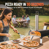 BIG HORN OUTDOORS Pizza Ovens Wood Pellet 12” Pizza Oven Cooking Pizza Maker Portable Stainless Steel Pizza Grill, Silver Portable Party use