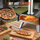BIG HORN OUTDOORS Pizza Ovens Wood Pellet 12” Pizza Oven Cooking Pizza Maker Portable Stainless Steel Pizza Grill, Silver Portable Party use