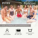 INTEX 28425EH PureSpa Bubble Massage Spa Set Outdoor Inflatable Portable Hot Tub, Includes Energy Efficient Spa Cover, Saltwater System Ready, 4 Person, 77in x 28in