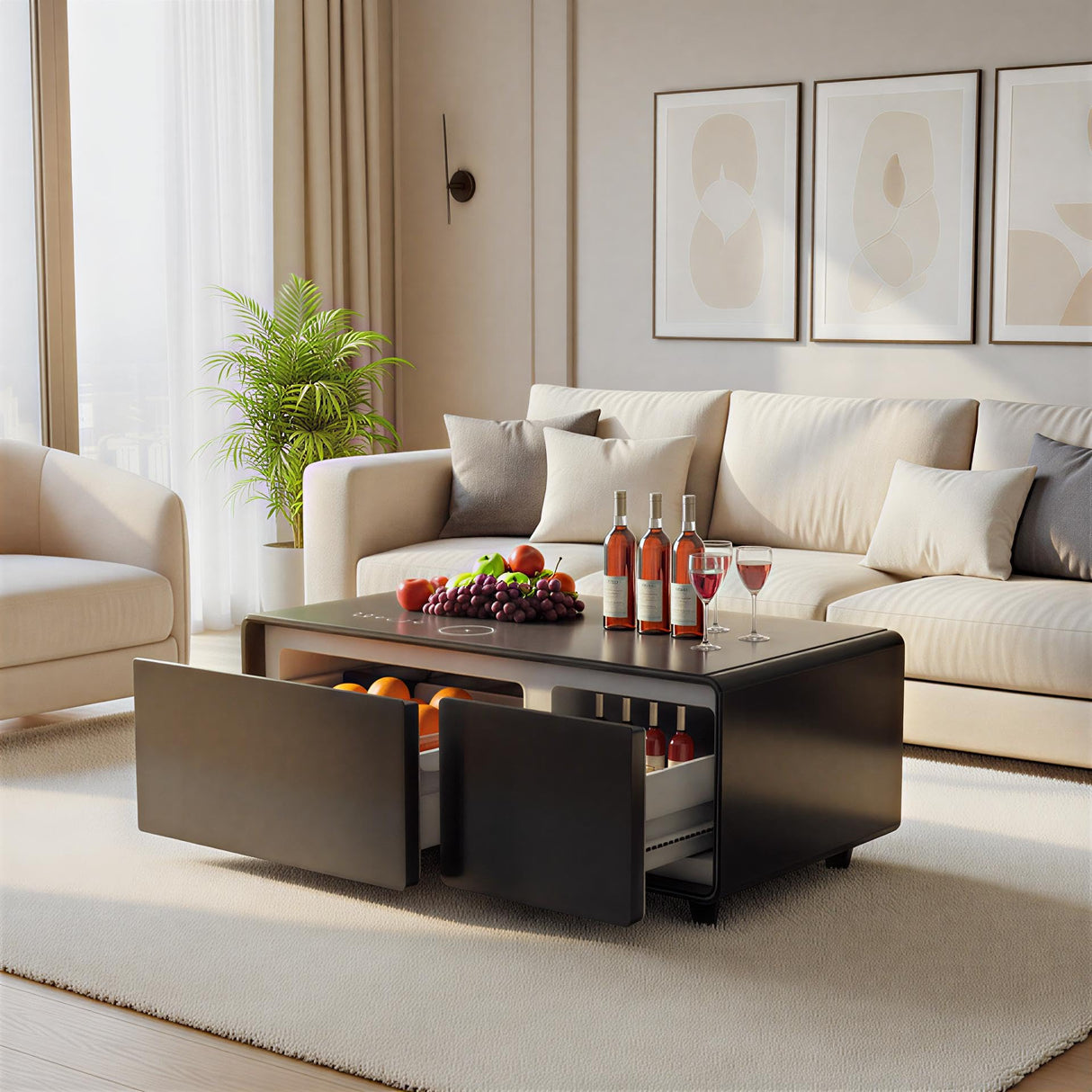 Smart Coffee Table with Built-In Fridge