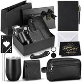 Mimorou 13 Pcs Birthday Gifts for Men Thank You Gift Baskets 12 oz Stainless Steel Tumbler Leather Toiletry Bag for Him Valentine Christmas for Dad, Boyfriend, Husband, Brother